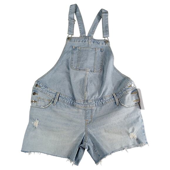 Isabel Maternity Overalls Womens 8 Blue Denim Shorts Bib Shortall Pregnancy NWT - Picture 1 of 12
